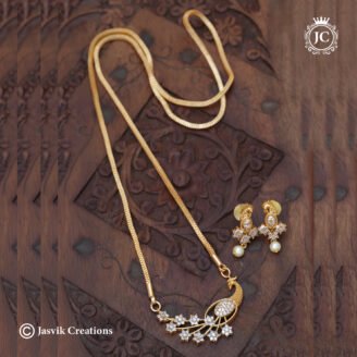 Premium Diamond Replica Peacock ( Full White Stone ) Simple Dollar Chain-  JCCH820
