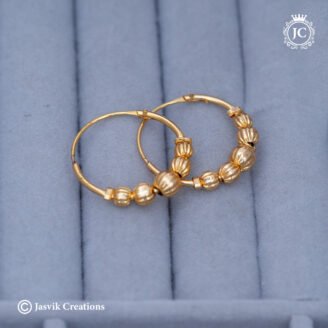 Elegant Gold-Finish Textured Bead Hoop Earrings -  JCER098