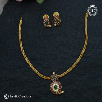 Traditional Simple Manga Attigai Necklace Set - JCNL1005