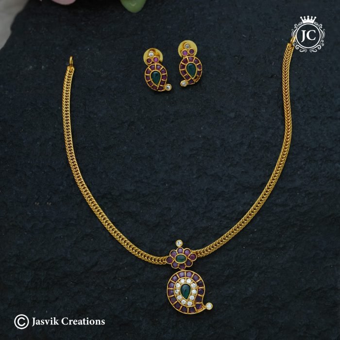 1005 Traditional simple MAnga Attikai necklace -JCNL1005 - 350