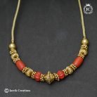 1008 Corel Brass Base Ball Chain Necklace-JCNL1008 - 750 (3)