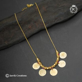 Real Gold Inspired Lakshmi Coin Necklace - JCNL1011
