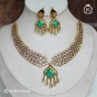 1013 Exquisite American Diamond & Emerald Green Stone Necklace -JCNL1013- 899 (1)