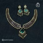 1013 Exquisite American Diamond & Emerald Green Stone Necklace -JCNL1013- 899 (2)