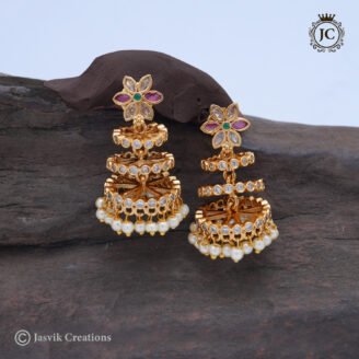 Elegant Multi-Layer Floral Step Jhumka Earrings - JCER126