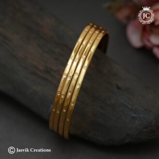 Elegant Gold-Plated Textured Daily Wear Rod Bangle - JCBN154