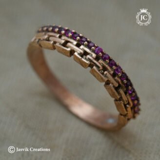 Impon (Panchaloha) Ruby Stone Finger Ring - JCFR185