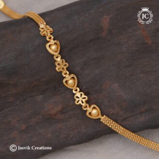 Delicate Gold Forming Heart & Flower Bracelet - JCBT205
