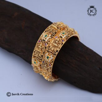 Premium Antique Nakshi Lakshmi Bangle Pair - JCBN216