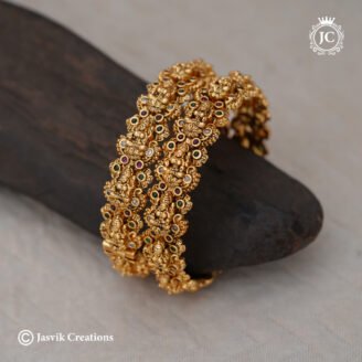 Antique Gold Finish Openable Goddess Lakshmi Bangle - JCBN228