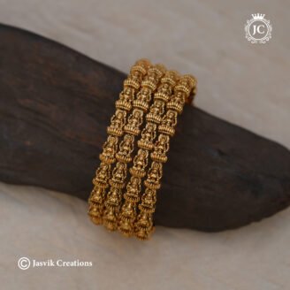 Premium Antique Gold Finish Goddess Lakshmi Bangle Set - JCBN232