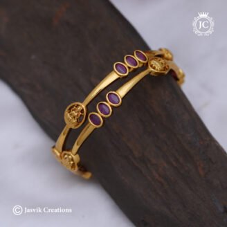 Premium Antique Gold Plated Kemp & Goddess Lakshmi Bangles - JCBN215