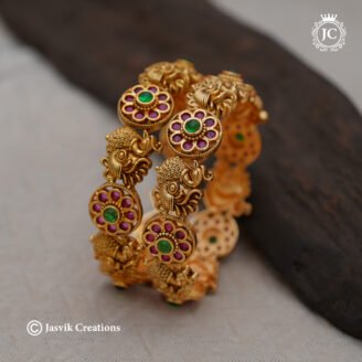 254 Antique NAkshi Finish PEacock Bangels-JCBN254- 799 (2)