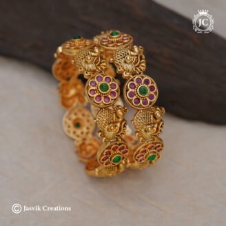 Antique Nakshi Finish Peacock Bangle Pair - JCBN254