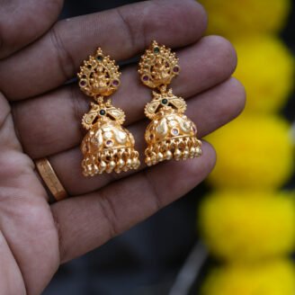 Real Gold-Look Lakshmi Gold-Forming Jhumka - JCER662