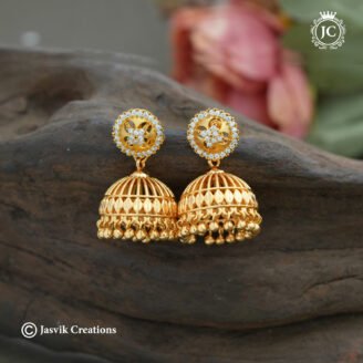 ersatile CZ Floral Stud with Detachable Golden Jhumkas - JCER703