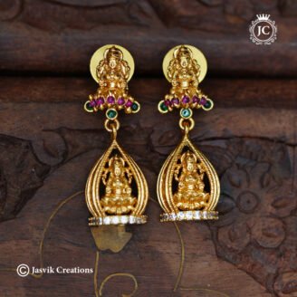 Premium Antique Goddess Lakshmi Jhumka Earrings - JCER729