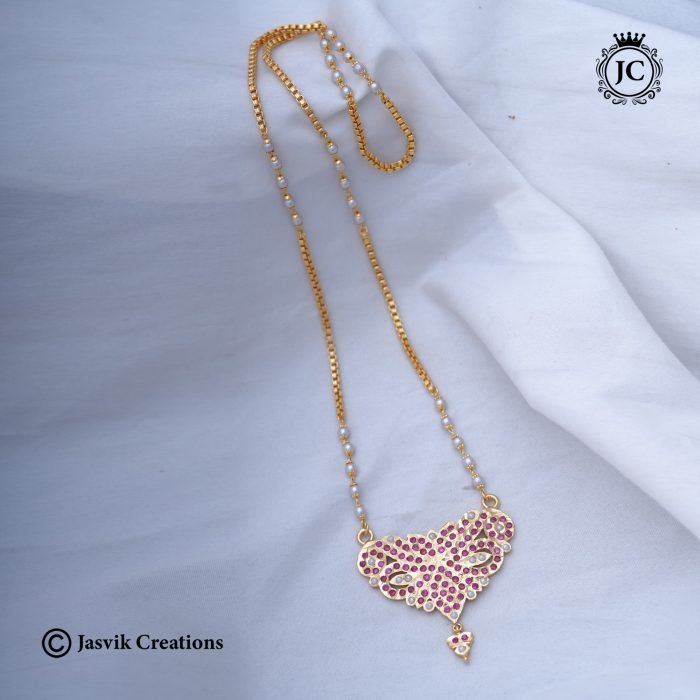 841 rANI-pINK-WITH-PEARL-iMPPON-DOLLAR-CHAIN---JCCH841 - 999-1099-(2)