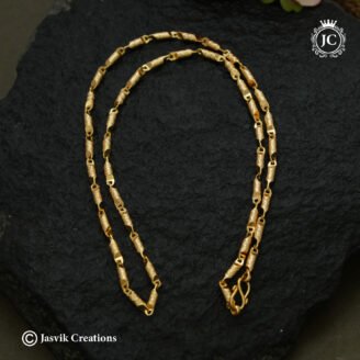 Men's Micro Gold Plated Textured Pipe Link Daily Wear Chain (24 Inch Only) - JCCH842