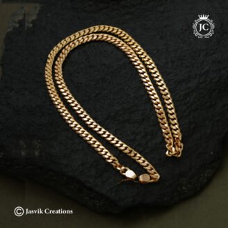 Men's Micro Gold Plated Flat Curb Link Daily Wear Chain ( 24 Inch Only) -JCCH844