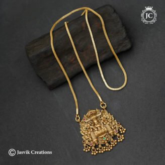 Antique Matte Goddess Lakshmi Pendant with Microplated Chain - JCCH848