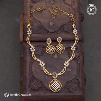 Diamond Replica AD Stone Crescent Necklace - JCNL942