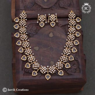 Diamond Replica Uncut AD Stone Heart Drop Necklace - JCNL943
