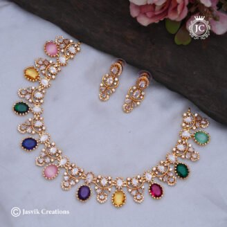 Premium Exclusive Multi-Color Uncut AD Stone Necklace - JCNL954