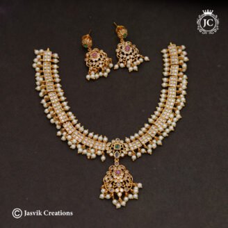 Vintage Look Traditional Uncut CZ Attigai Necklace - JCNL962