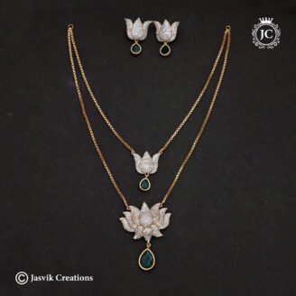 Premium 2-Layer Lotus CZ Pendant Necklace- JCNL964