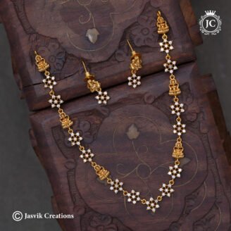 Budget-Friendly Goddess Lakshmi AD Stone Necklace with Matching Earrings - JCNL965