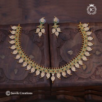 Matt Finish AD Emerald Manga Necklace with Matching Earrings- JCNL970