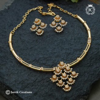 Micro Gold Plated Diamond Replica Kante Necklace with  Earrings -JCNL988