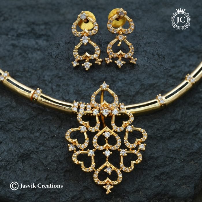 989 Micro Gold plated Heartin Kante Necklace-JCNL989 - 599 (3)