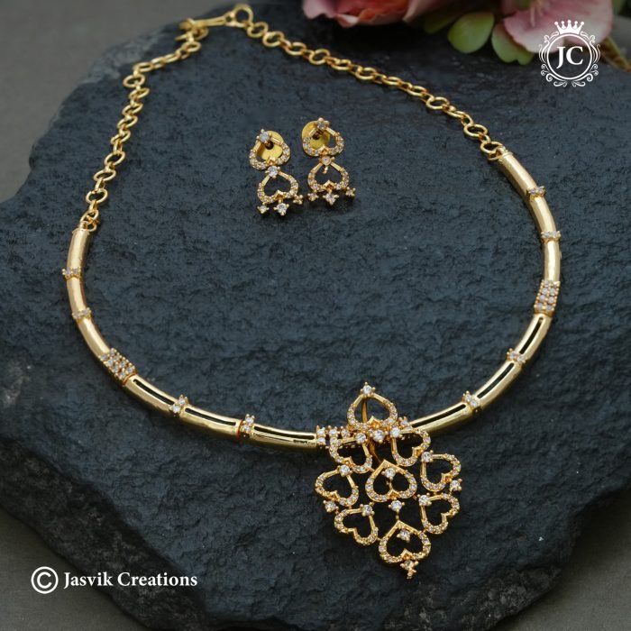 989 Micro Gold plated Heartin Kante Necklace-JCNL989 - 599 (4)