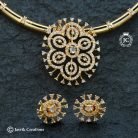 990 Micro Gold plated Floral Kante Necklace-JCNL990 - 650 (4)