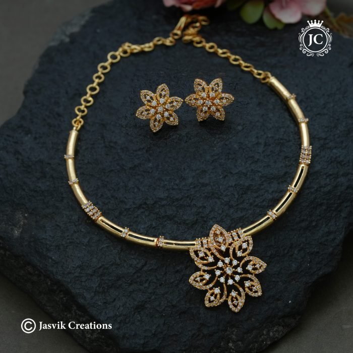991 Micro Gold plated Flower Pattern Kante Necklace-JCNL991 - 650 (3)