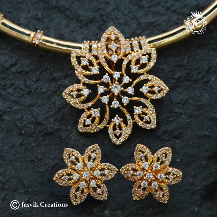 991 Micro Gold plated Flower Pattern Kante Necklace-JCNL991 - 650 (4)
