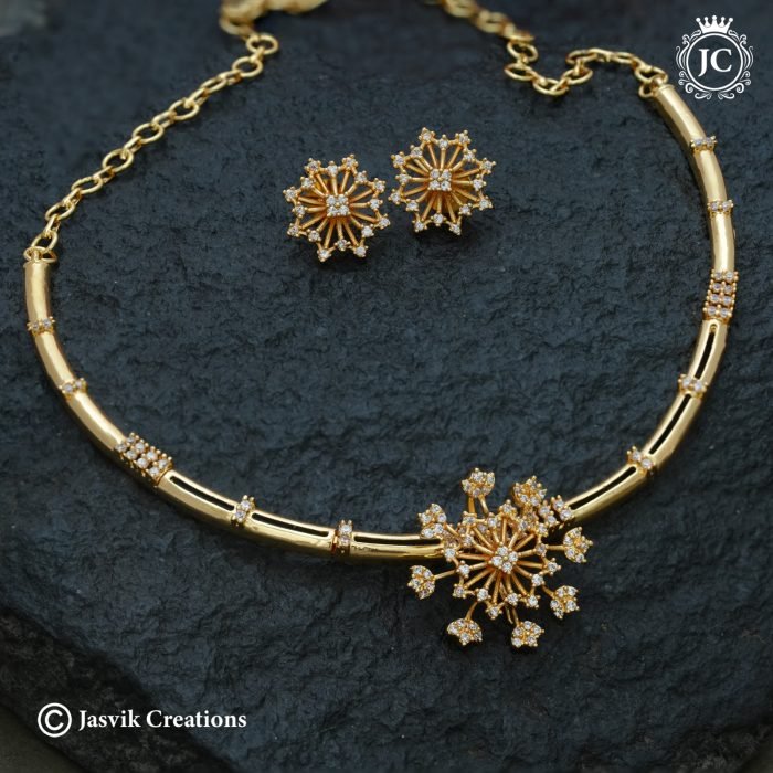 994 Micro Gold plated Flower Kante Necklace-JCNL994 - 550 (2)