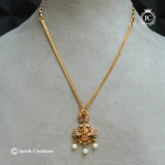 Matte Finish Lakshmi Attigai Pendant Necklace -  JCNL997