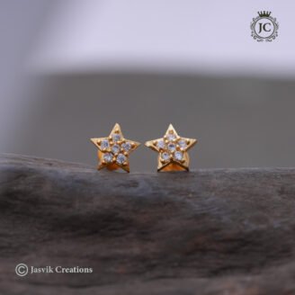Cute Star CZ Gold-Look Kids Stud Earrings - JCER669