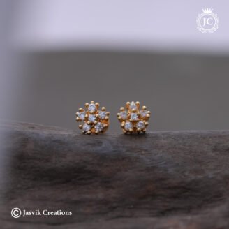 Classic Flower CZ Gold-Look Kids Stud Earrings-JCER671